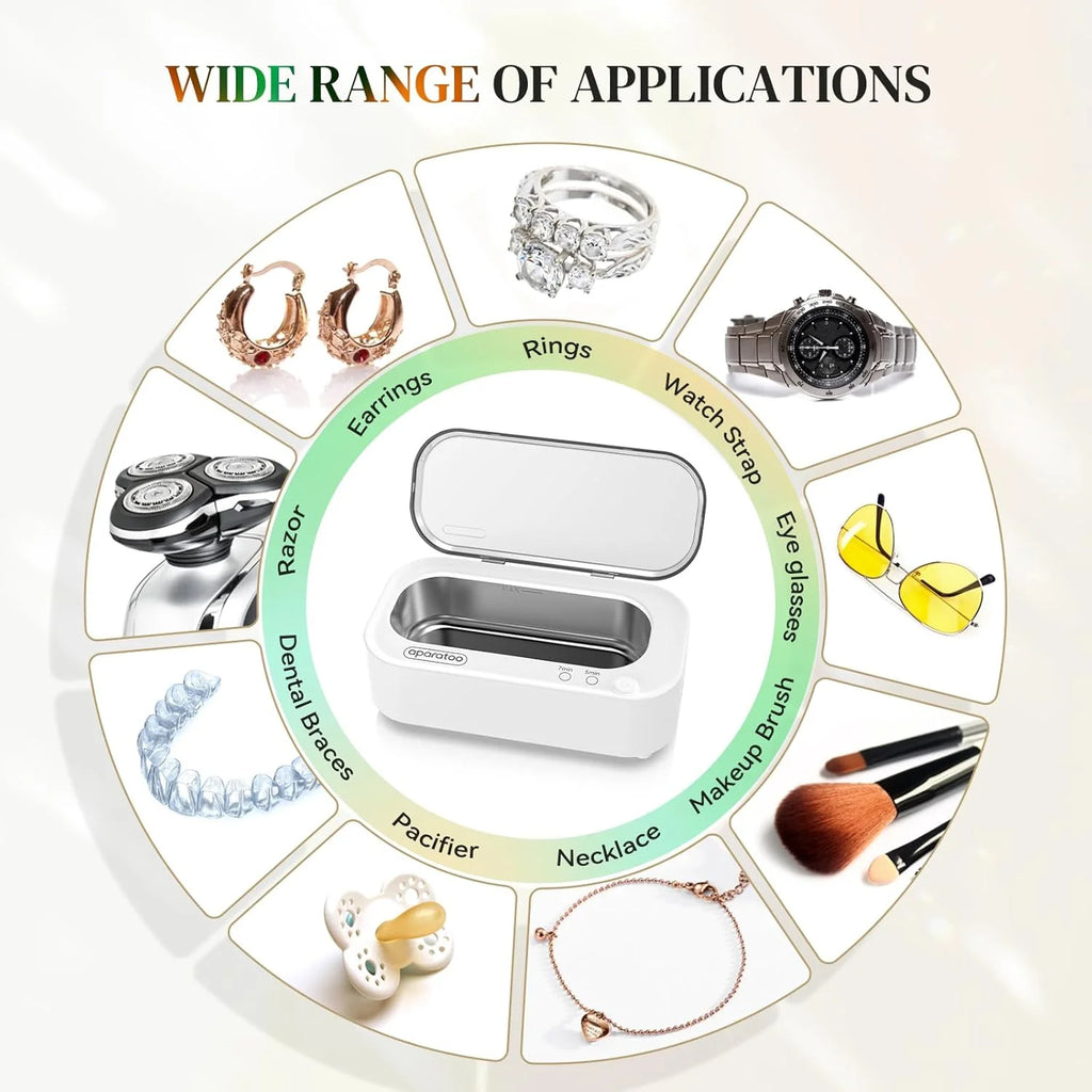 Ultrasonic Jewelry Cleaner, Professional Ultrasonic Cleaning Machine for Jewelry Eyeglasses Watches Rings Dentures Mouth Guards Pacifiers