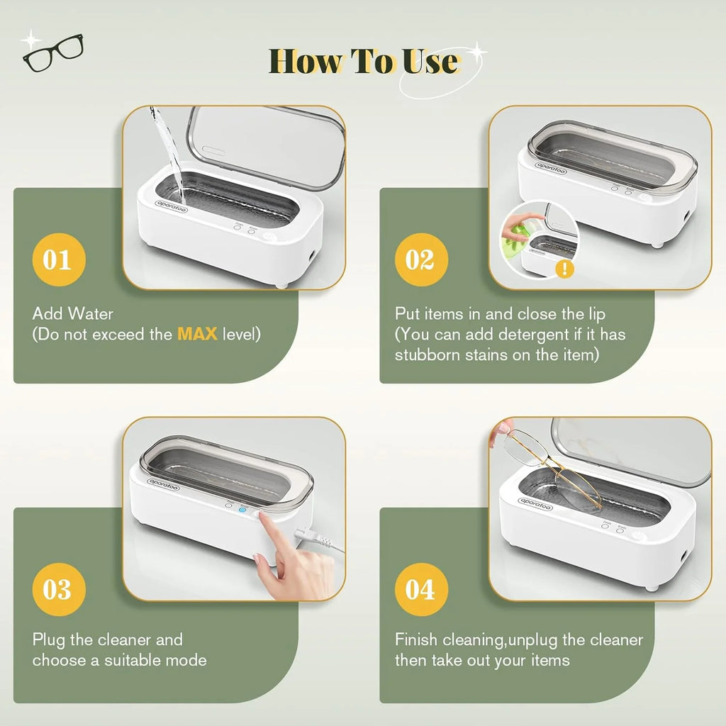 Ultrasonic Jewelry Cleaner, Professional Ultrasonic Cleaning Machine for Jewelry Eyeglasses Watches Rings Dentures Mouth Guards Pacifiers