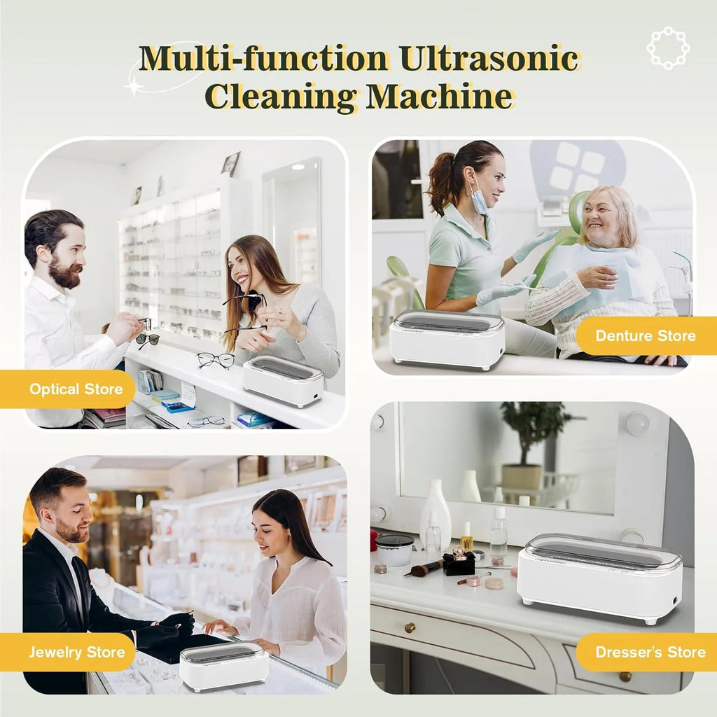 Ultrasonic Jewelry Cleaner, Professional Ultrasonic Cleaning Machine for Jewelry Eyeglasses Watches Rings Dentures Mouth Guards Pacifiers