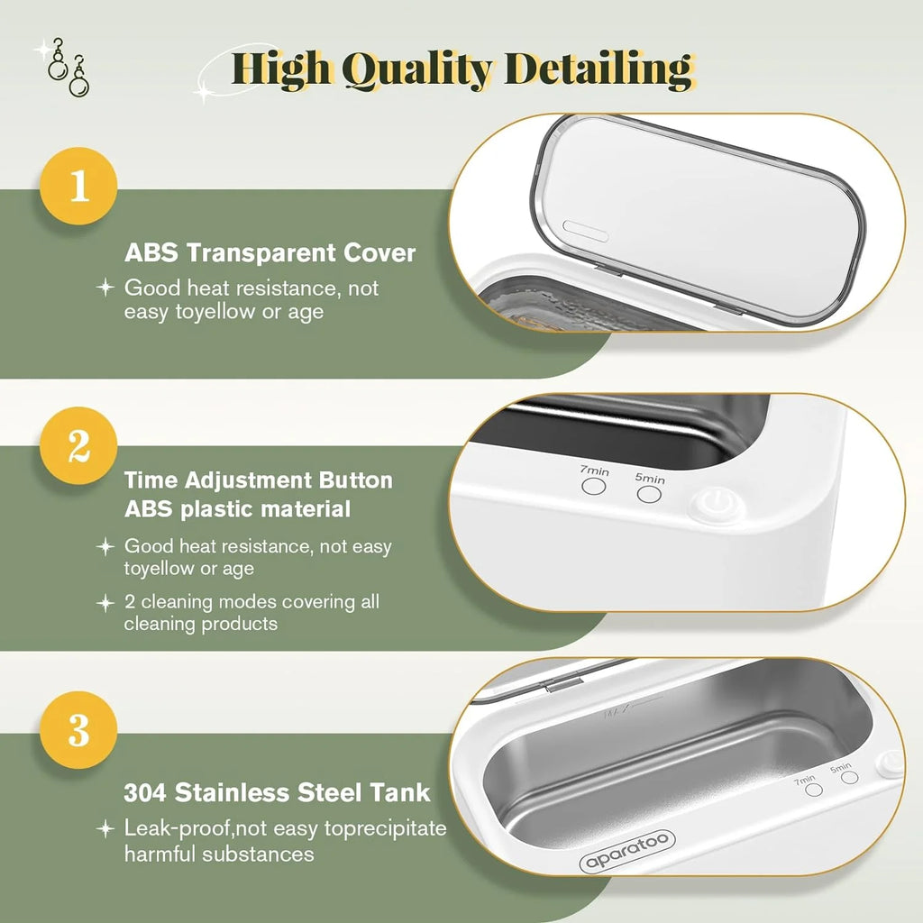 Ultrasonic Jewelry Cleaner, Professional Ultrasonic Cleaning Machine for Jewelry Eyeglasses Watches Rings Dentures Mouth Guards Pacifiers