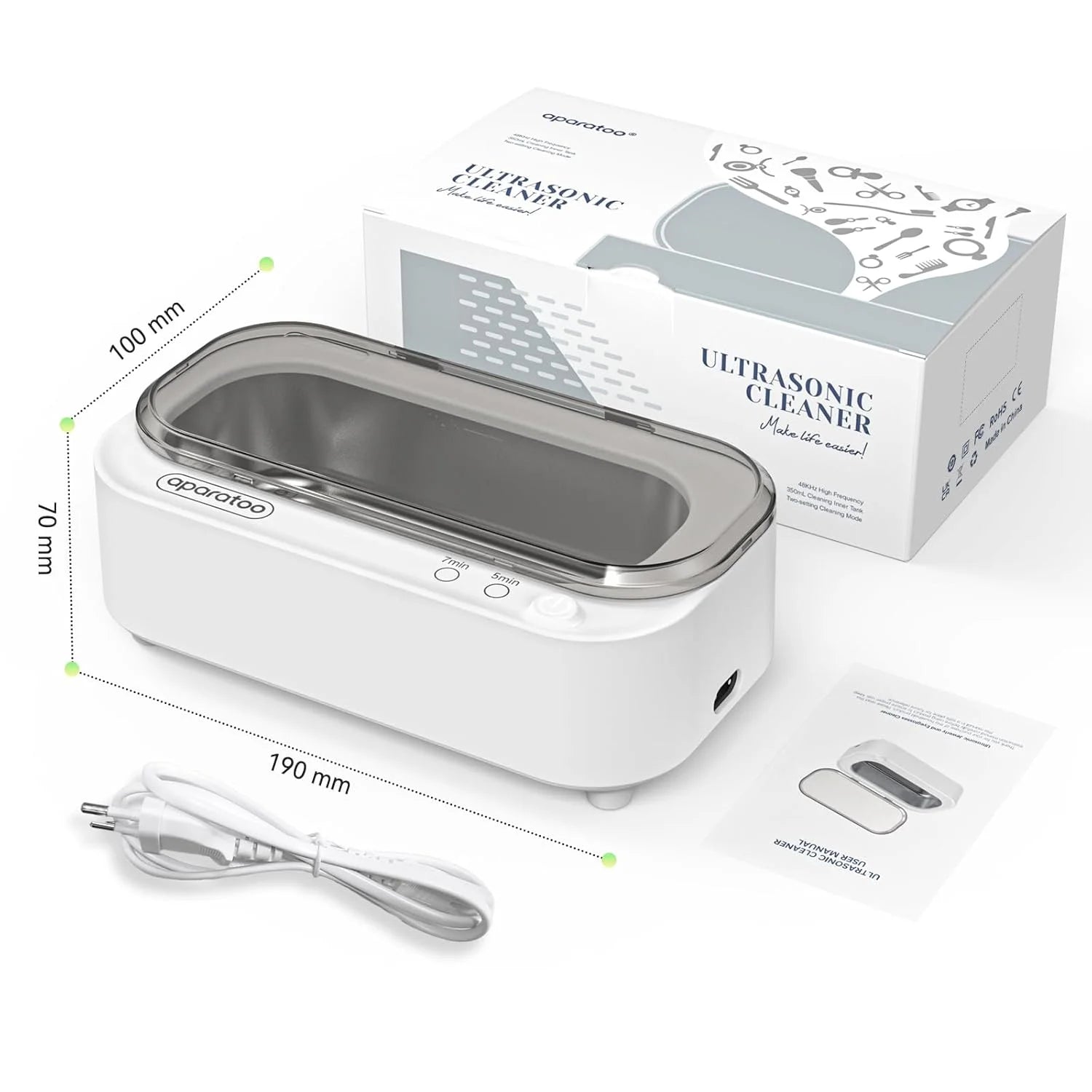 Ultrasonic Jewelry Cleaner, Professional Ultrasonic Cleaning Machine for Jewelry Eyeglasses Watches Rings Dentures Mouth Guards Pacifiers
