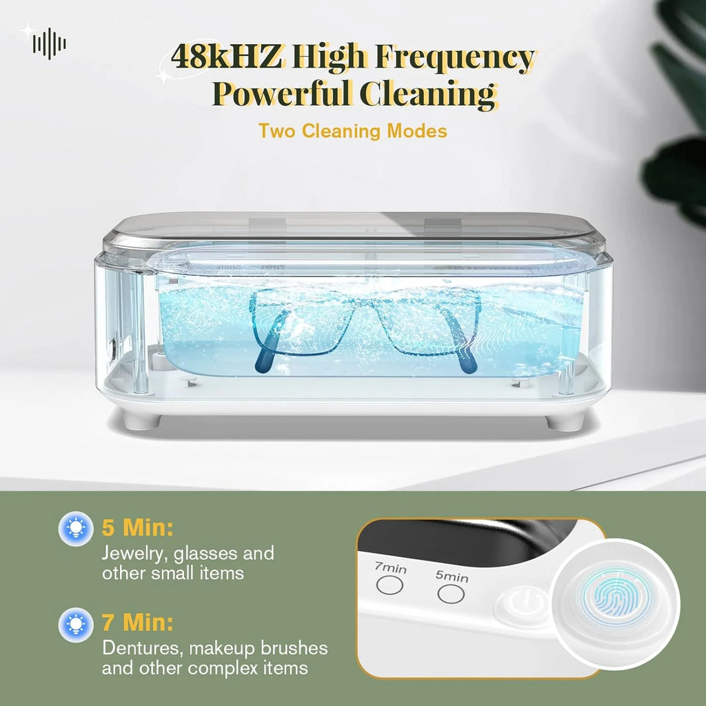 Ultrasonic Jewelry Cleaner, Professional Ultrasonic Cleaning Machine for Jewelry Eyeglasses Watches Rings Dentures Mouth Guards Pacifiers