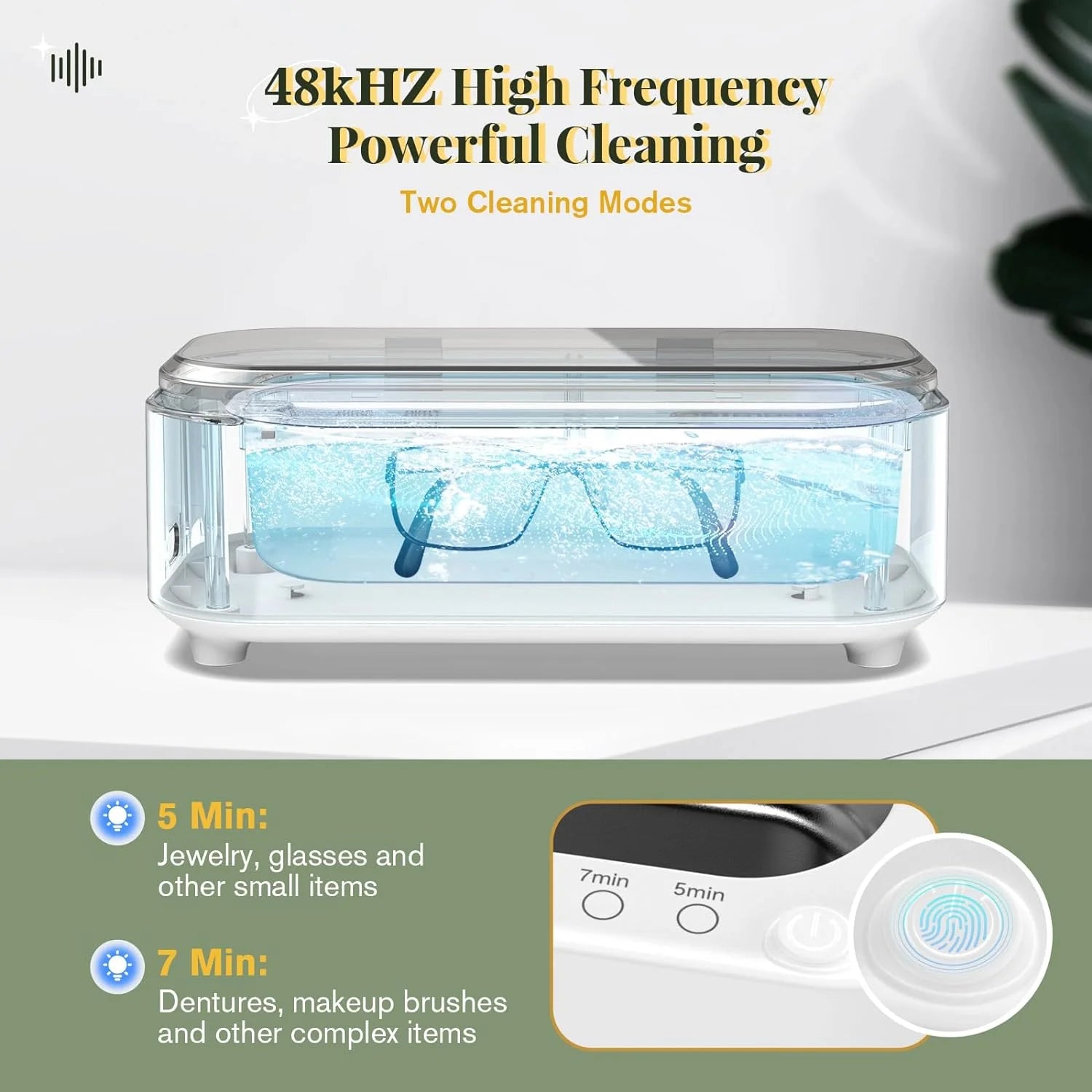 Ultrasonic Jewelry Cleaner, Professional Ultrasonic Cleaning Machine for Jewelry Eyeglasses Watches Rings Dentures Mouth Guards Pacifiers