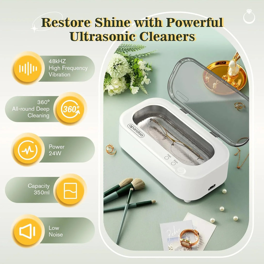 Ultrasonic Jewelry Cleaner, Professional Ultrasonic Cleaning Machine for Jewelry Eyeglasses Watches Rings Dentures Mouth Guards Pacifiers